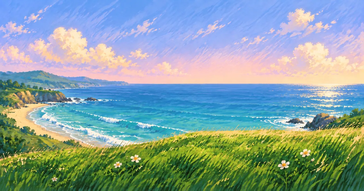 Costa verde junto al mar